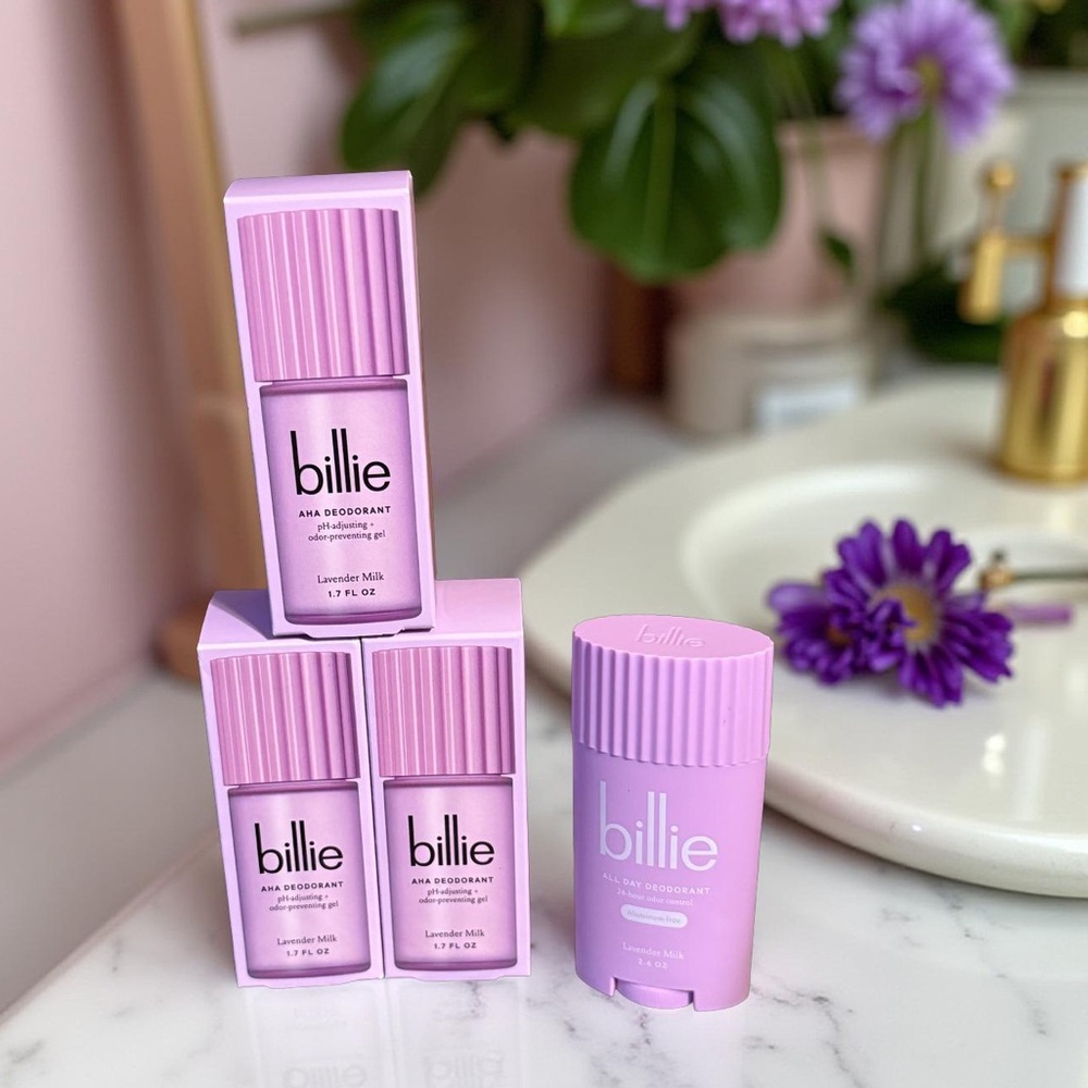 Billie NWT 4 Pc Lavender Milk Aluminum Free 24 Hour Control Deodorant Set